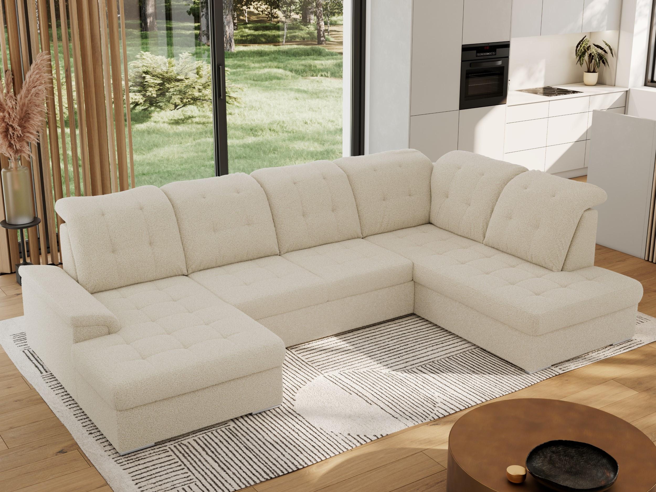 wohnli-moebel-suche-800000767567-1 WOHNLANDSCHAFT MADRITO U - Beige Boucle - Rechts Textil MKS Möbel > Sofas & Couches > Wohnlandschaften > Wohnlandschaften U-Form Beige