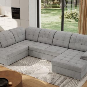 wohnli-moebel-suche-800000767570-1 WOHNLANDSCHAFT MADRITO U - Hellgrau Velorus - Links Textil MKS Möbel > Sofas & Couches > Wohnlandschaften > Wohnlandschaften U-Form Grau