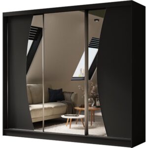 wohnli-moebel-suche-800000769735 Wohnli Möbelsuche - SCHWEBETÜRENSCHRANK Vox II 240/216/61 schwarz mit Spiegel und Schubladen