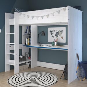 wohnli-moebel-suche-800000775577-1 HOCHBETT mit Schreibtisch und Stauraum Bett 90 x 200 cm Holzwerkstoff Parisot Meuble Möbel > Betten > Hoch- und Etagenbetten > Hochbetten Weiß