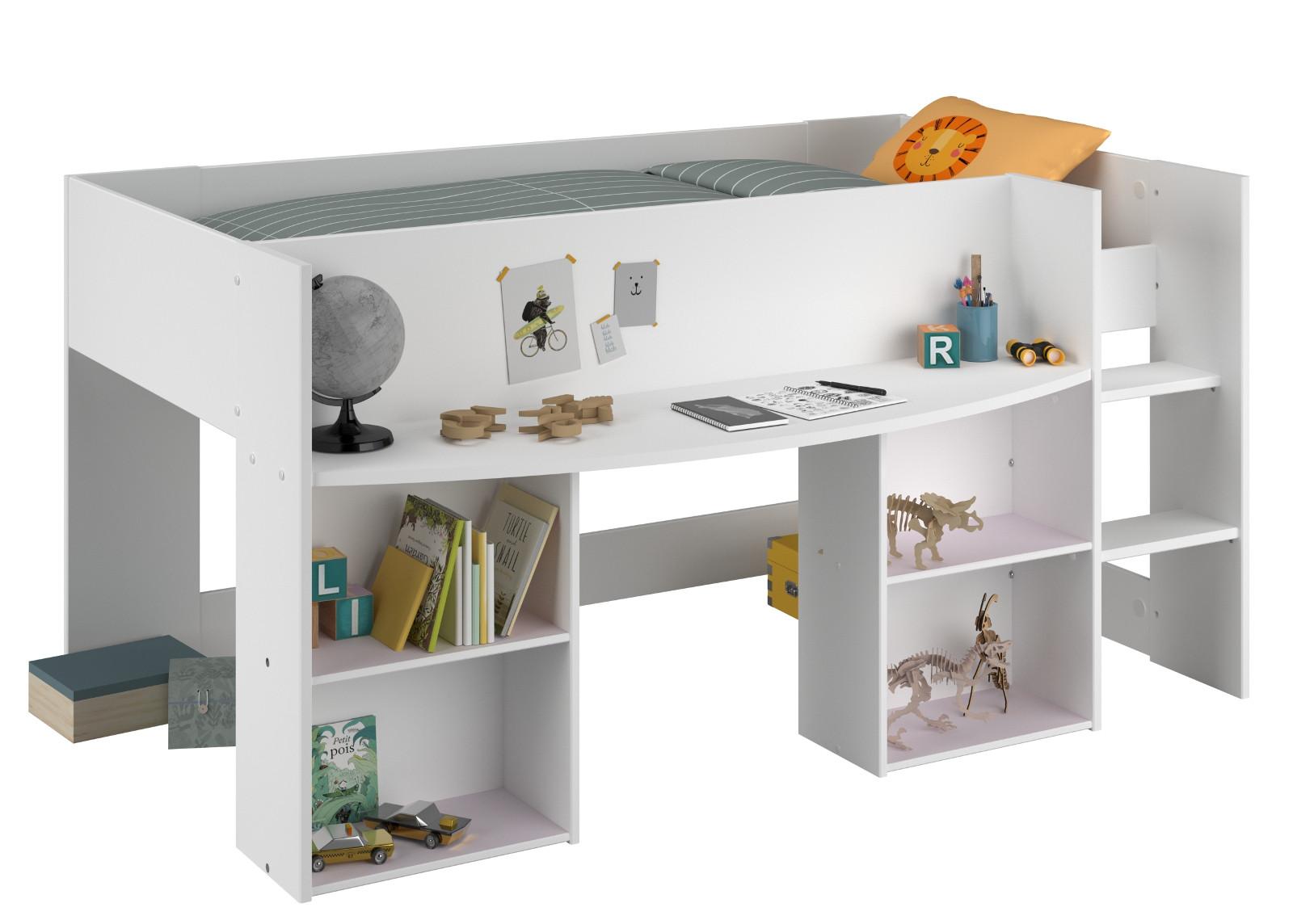 Wohnli Möbelsuche - HOCHBETT Bett 90 x 200 cm mit Stauraum und Bastelfläche