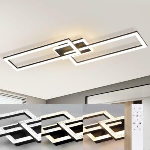 LED-DECKENLEUCHTE Gregor 80/26/8 cm Deckenlampe Metall Nettlife Lampen & Leuchten > LED-Leuchten > LED-Deckenleuchten Schwarz