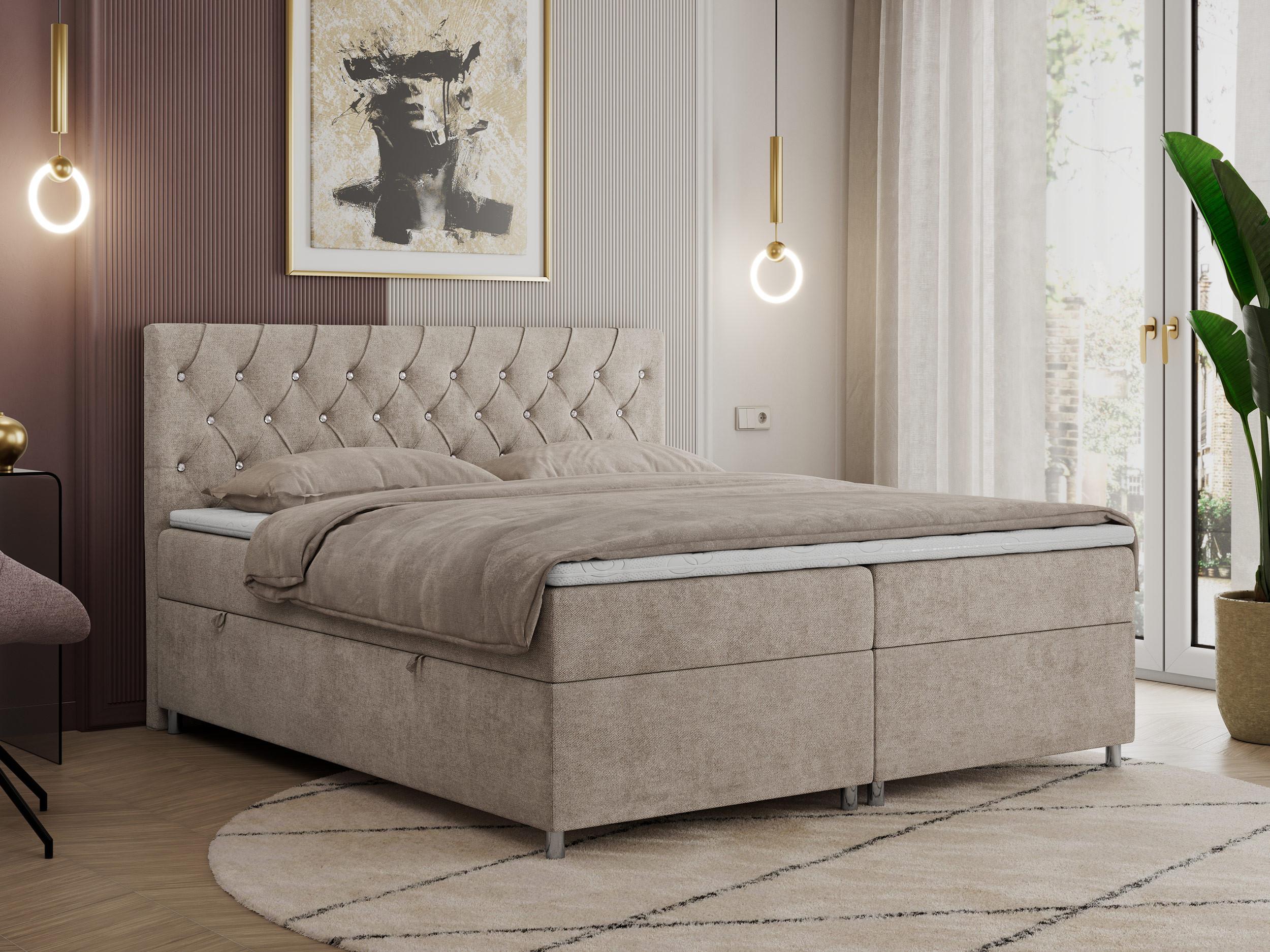 wohnli-moebel-suche-800000780487-1 BOXBETT ROMA 200/200 - Beige Strukture - H4 Textil Möbel > Betten > Boxspringbetten Beige