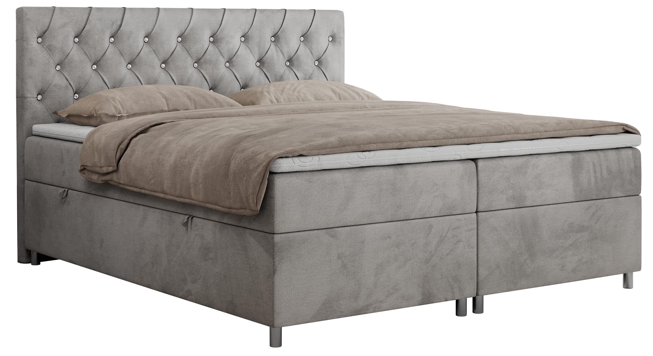 wohnli-moebel-suche-800000780527 Wohnli Möbelsuche - BOXBETT ROMA 160/200 - Hellgrau Velvet - H4
