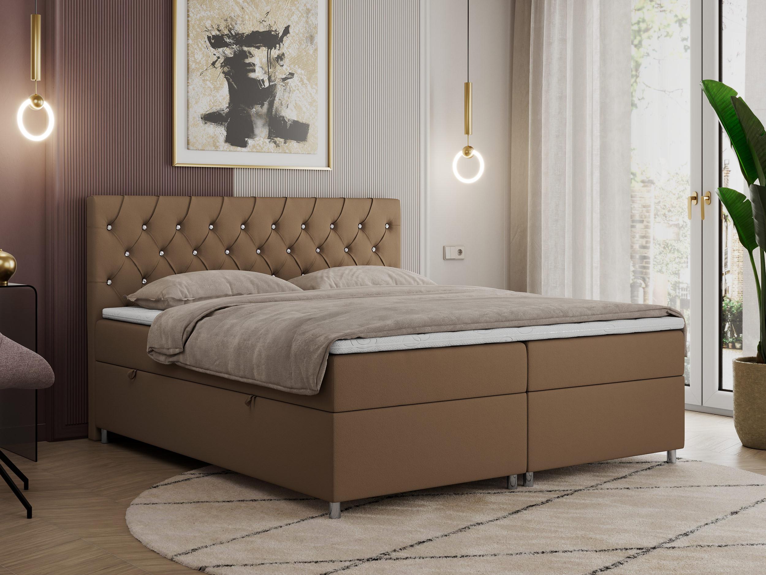 wohnli-moebel-suche-800000780606-1 BOXBETT ROMA 180/200 - Braun Kunstleder - H4 Textil Möbel > Betten > Boxspringbetten Braun