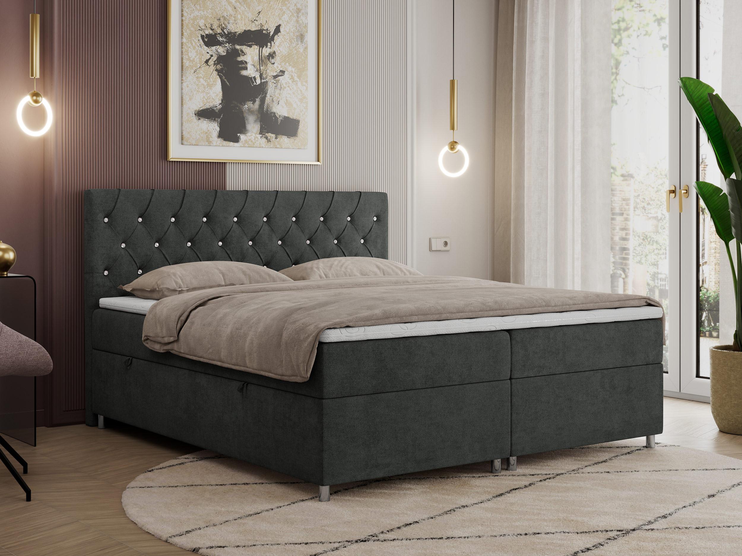 wohnli-moebel-suche-800000780666-1 BOXBETT ROMA 160/200 - Hellgrau Strukture - H3 Textil Möbel > Betten > Boxspringbetten Grau