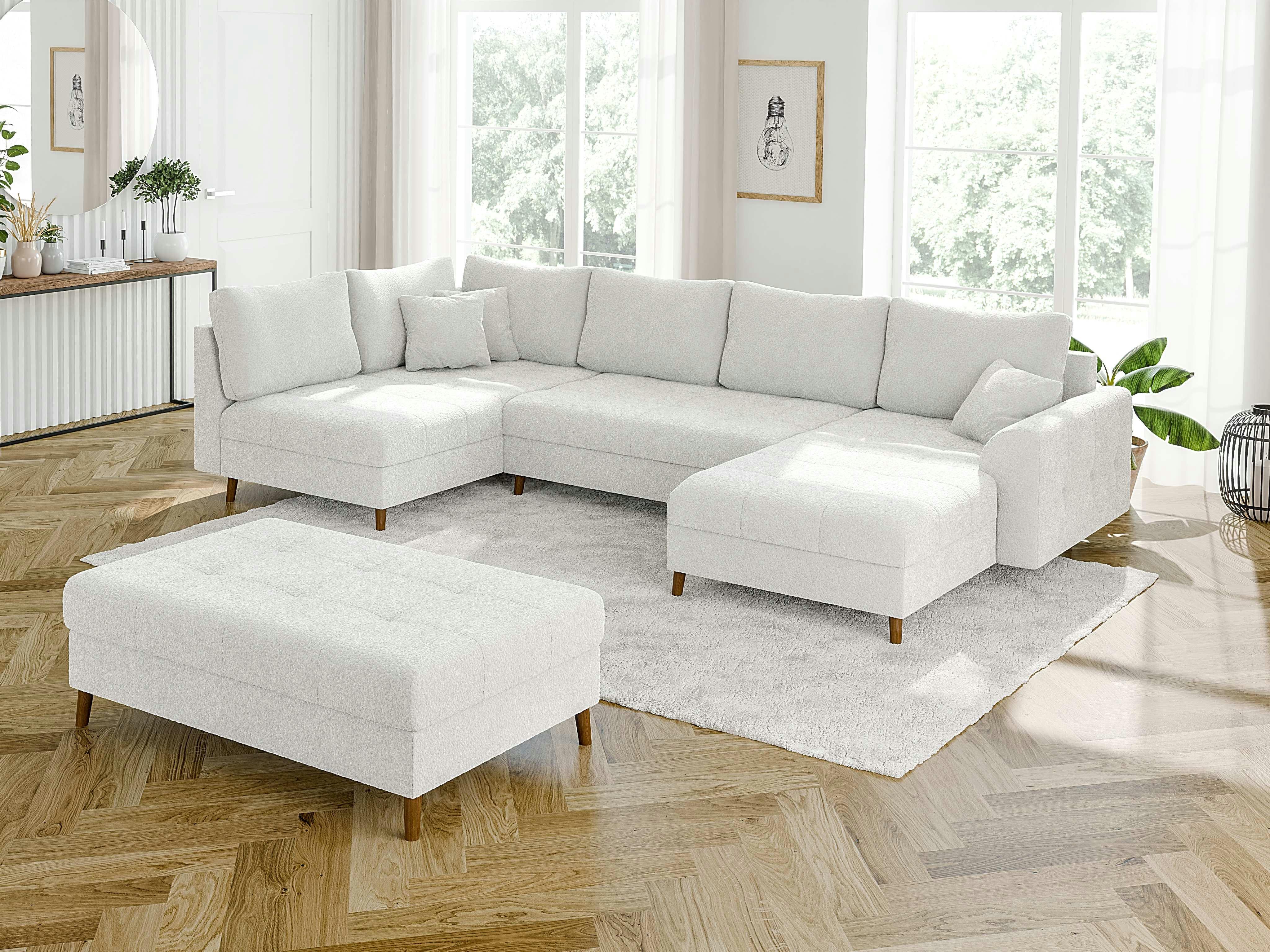 WOHNLANDSCHAFT inkl. Hocker Henrik Weiß Boucle Textil S-Style Möbel Möbel > Sofas & Couches > Wohnlandschaften > Wohnlandschaften U-Form Weiß