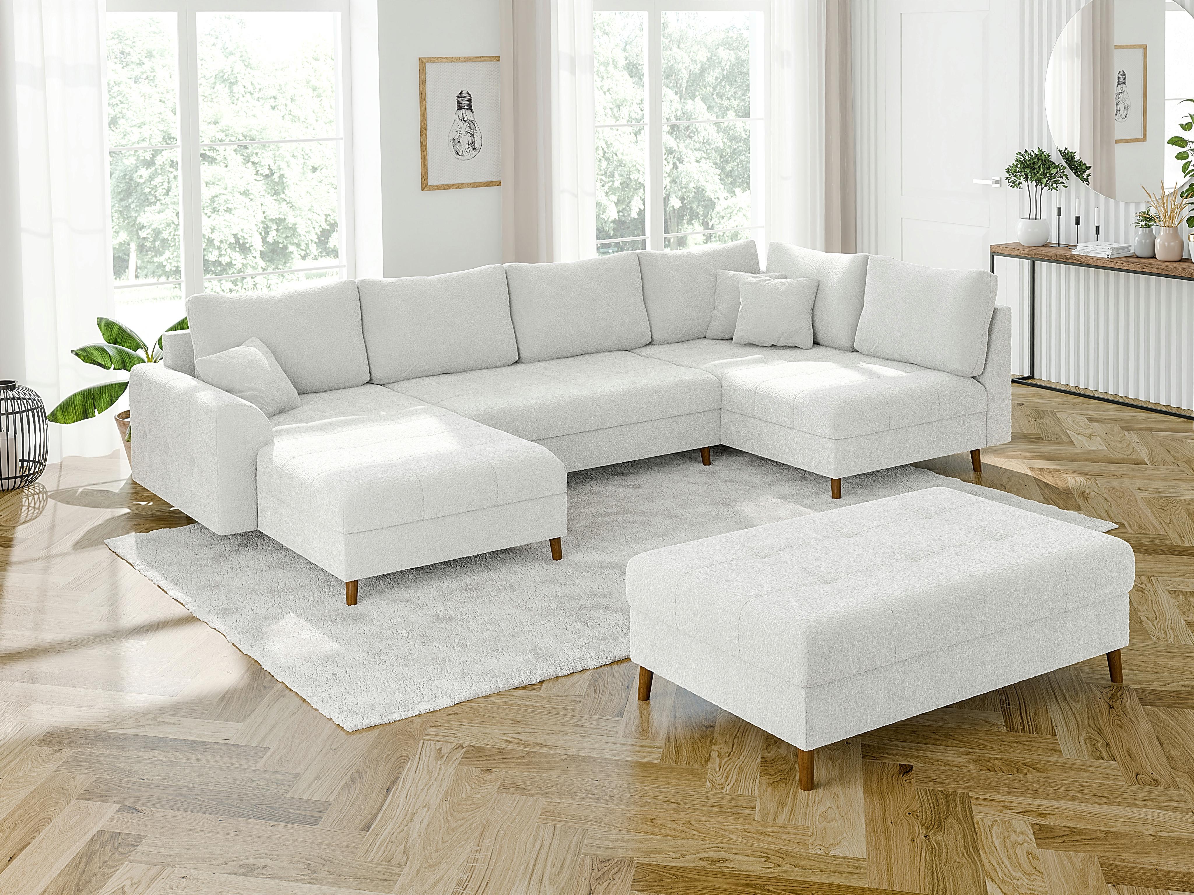 wohnli-moebel-suche-800000780812-1 WOHNLANDSCHAFT inkl. Hocker Henrik Weiß Boucle Textil S-Style Möbel Möbel > Sofas & Couches > Wohnlandschaften > Wohnlandschaften U-Form Weiß