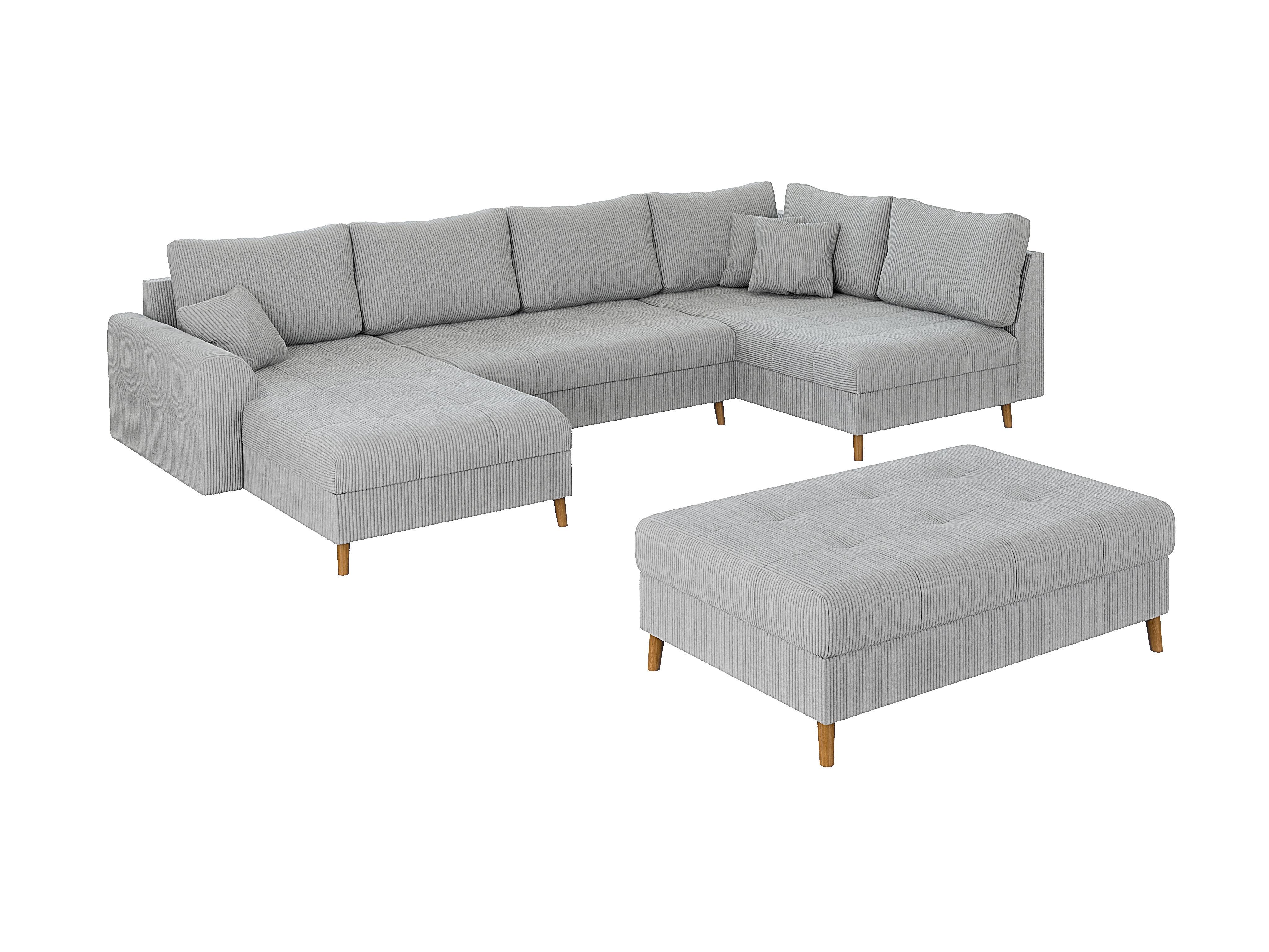 wohnli-moebel-suche-800000780814 Wohnli Möbelsuche - WOHNLANDSCHAFT inkl. Hocker Alma Hellgrau Cord