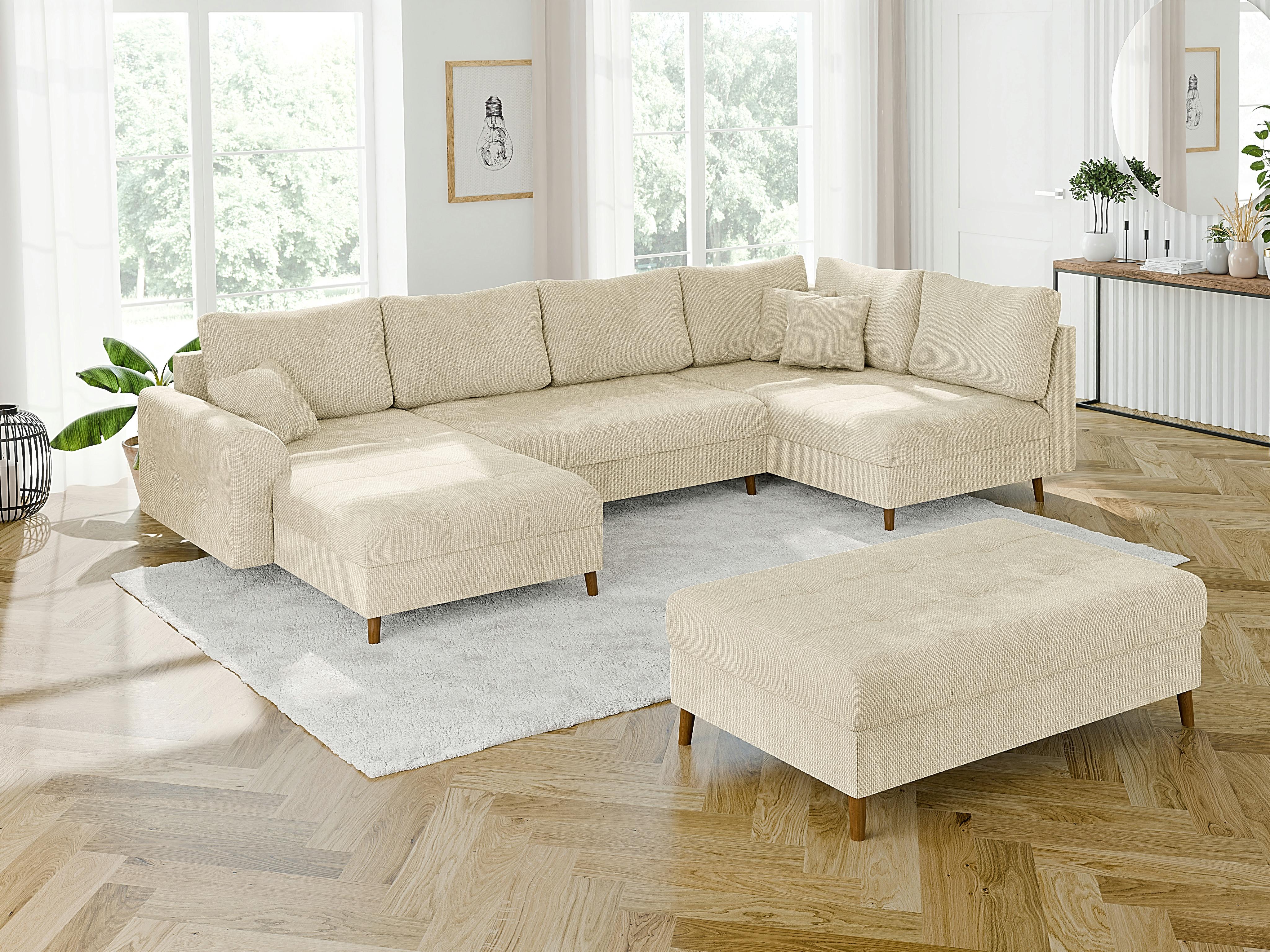 wohnli-moebel-suche-800000780831-1 WOHNLANDSCHAFT inkl. Hocker Sigurd Beige Chenille Textil S-Style Möbel Möbel > Sofas & Couches > Wohnlandschaften > Wohnlandschaften U-Form Beige