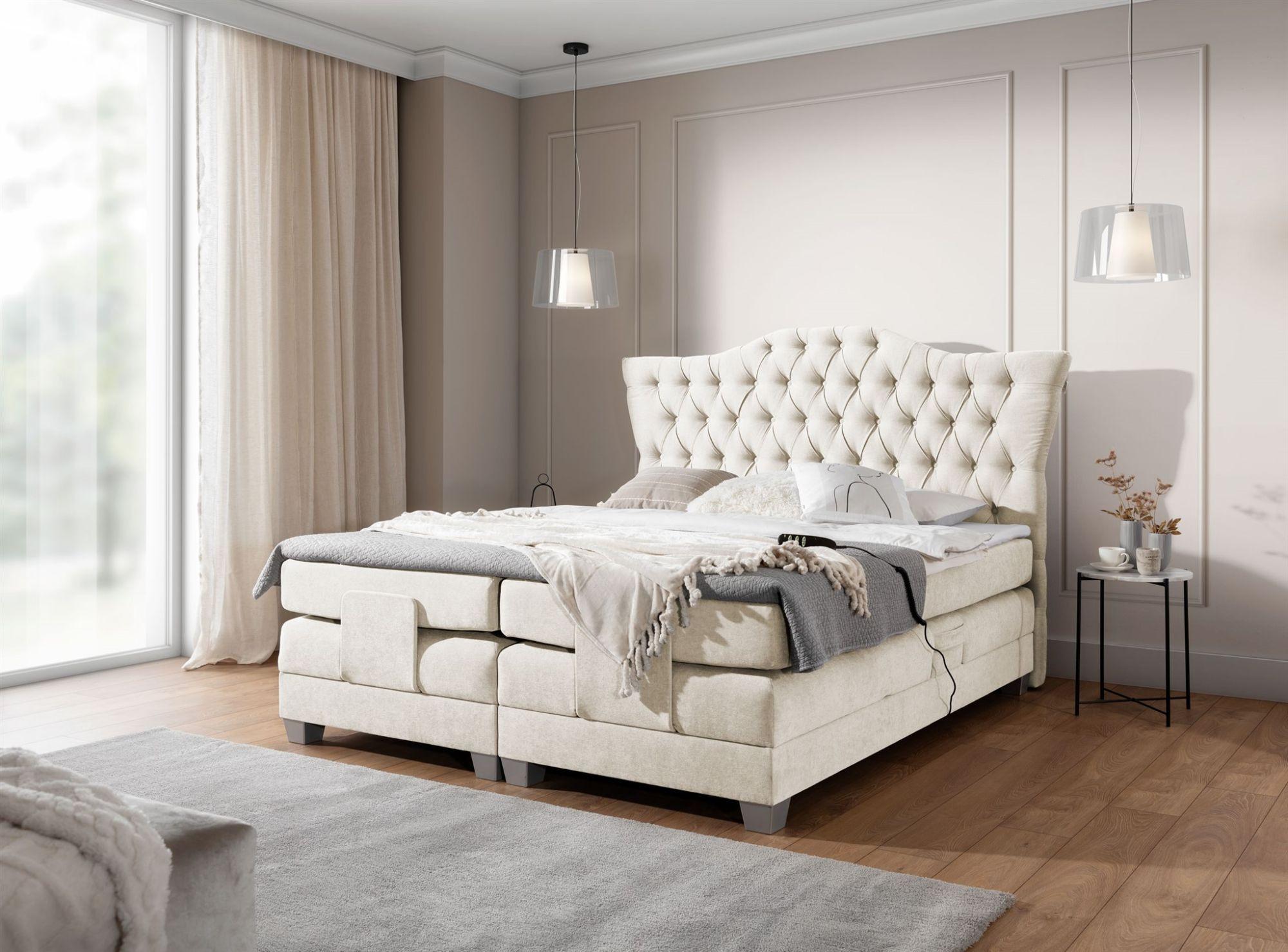 BOXSPRINGBETT Bett Elektrisch Fausto Textil Fun Möbel Möbel > Betten > Boxspringbetten Weiß