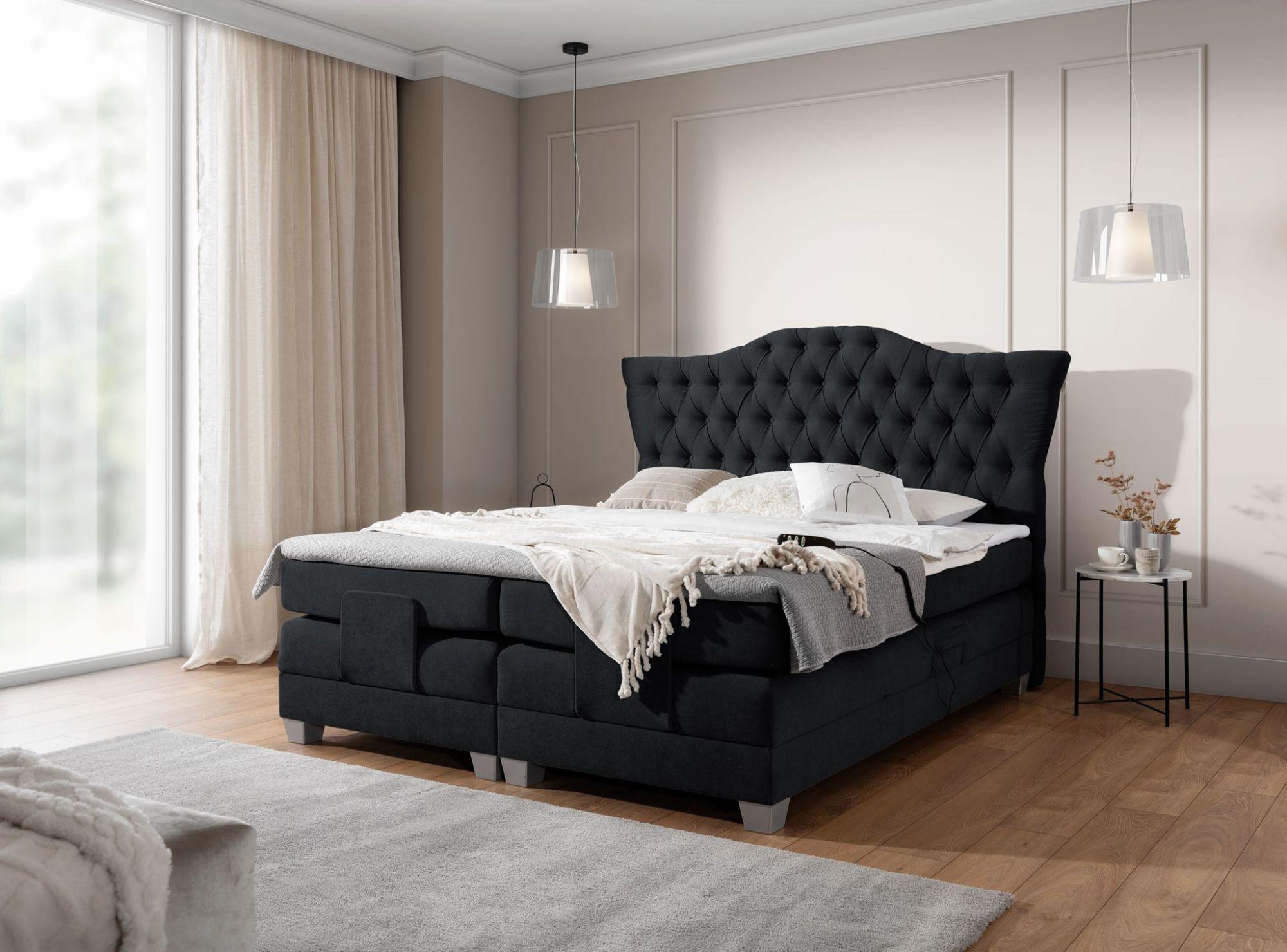 wohnli-moebel-suche-800000782082-1 BOXSPRINGBETT Bett Elektrisch Fausto Textil Fun Möbel Möbel > Betten > Boxspringbetten Schwarz