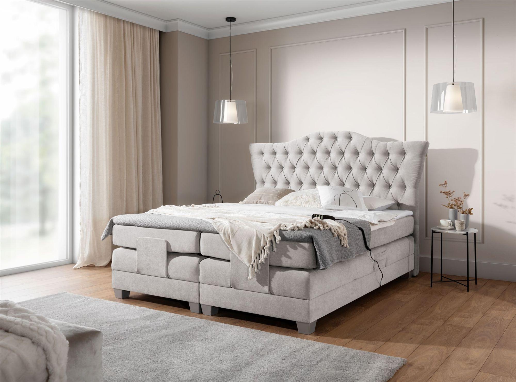wohnli-moebel-suche-800000782095-1 BOXSPRINGBETT Bett Elektrisch Fausto Textil Fun Möbel Möbel > Betten > Boxspringbetten Grau