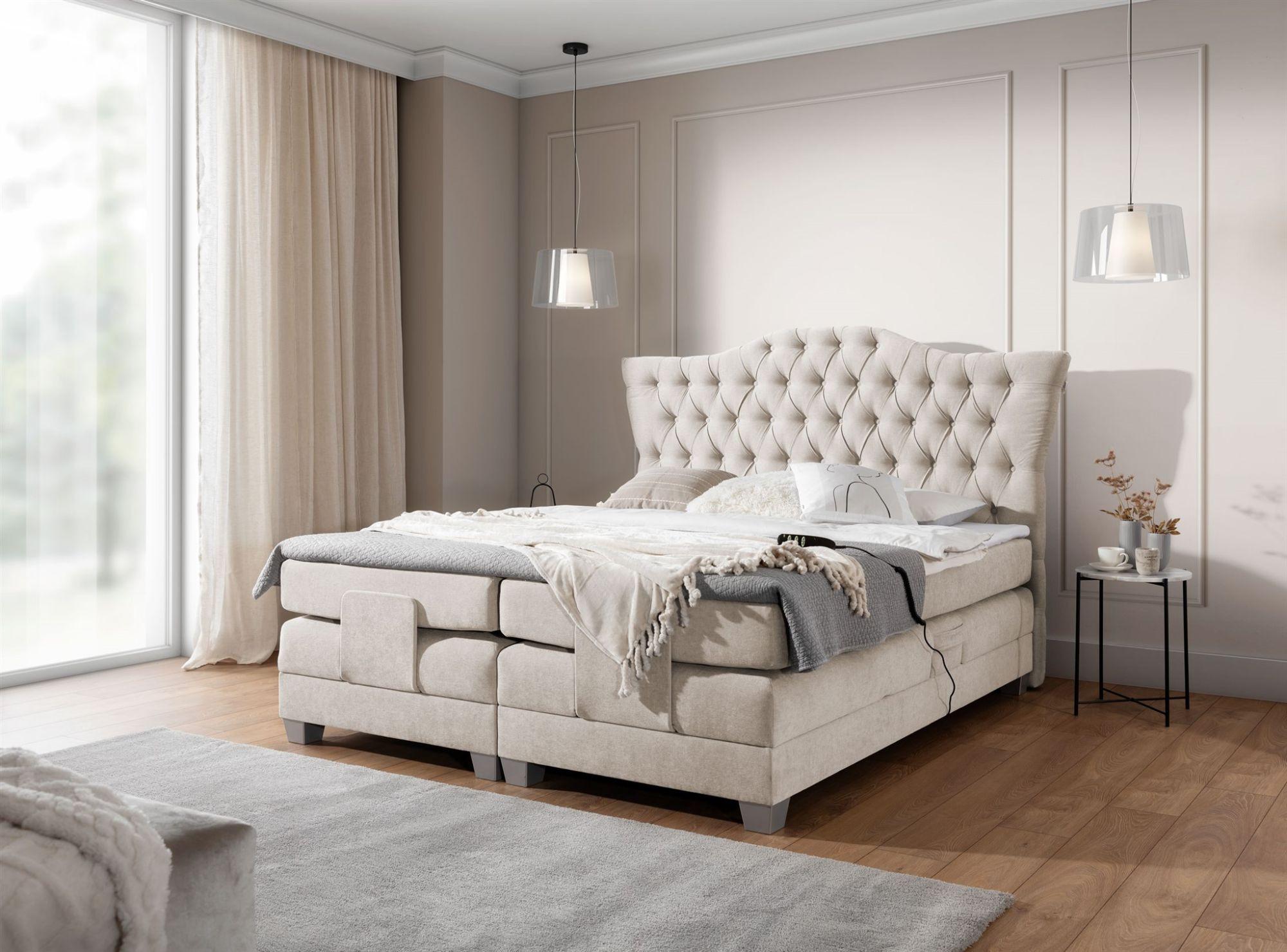 wohnli-moebel-suche-800000782191-1 BOXSPRINGBETT Bett Elektrisch Fausto Textil Fun Möbel Möbel > Betten > Boxspringbetten Beige