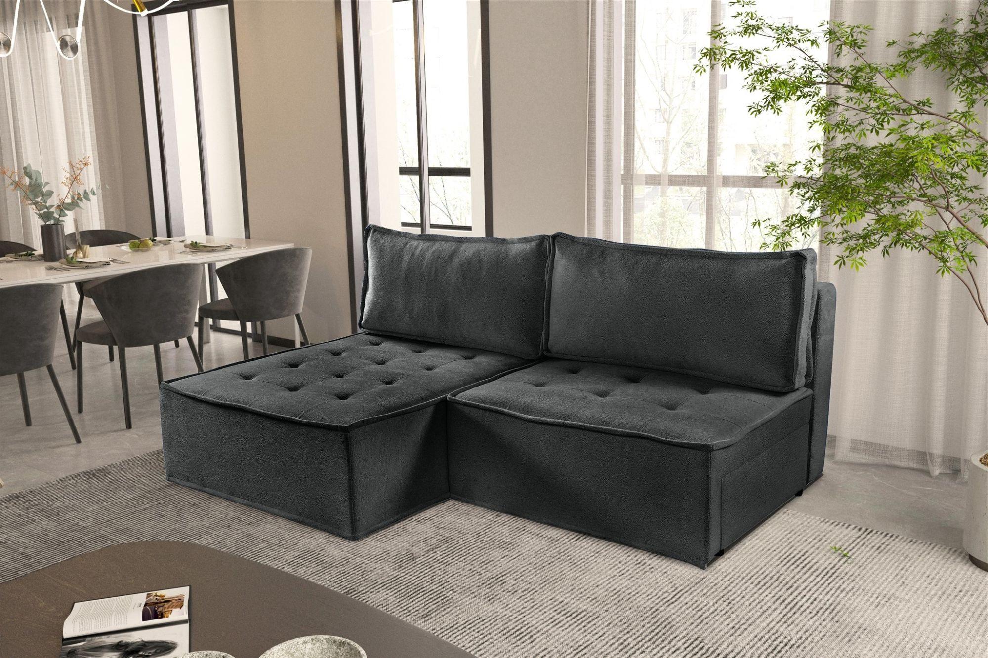 wohnli-moebel-suche-800000782234-1 ECKSOFA Schlafsofa Amalia In Raven Textil Fun Möbel Möbel > Sofas & Couches > Wohnlandschaften > Ecksofas Anthrazit