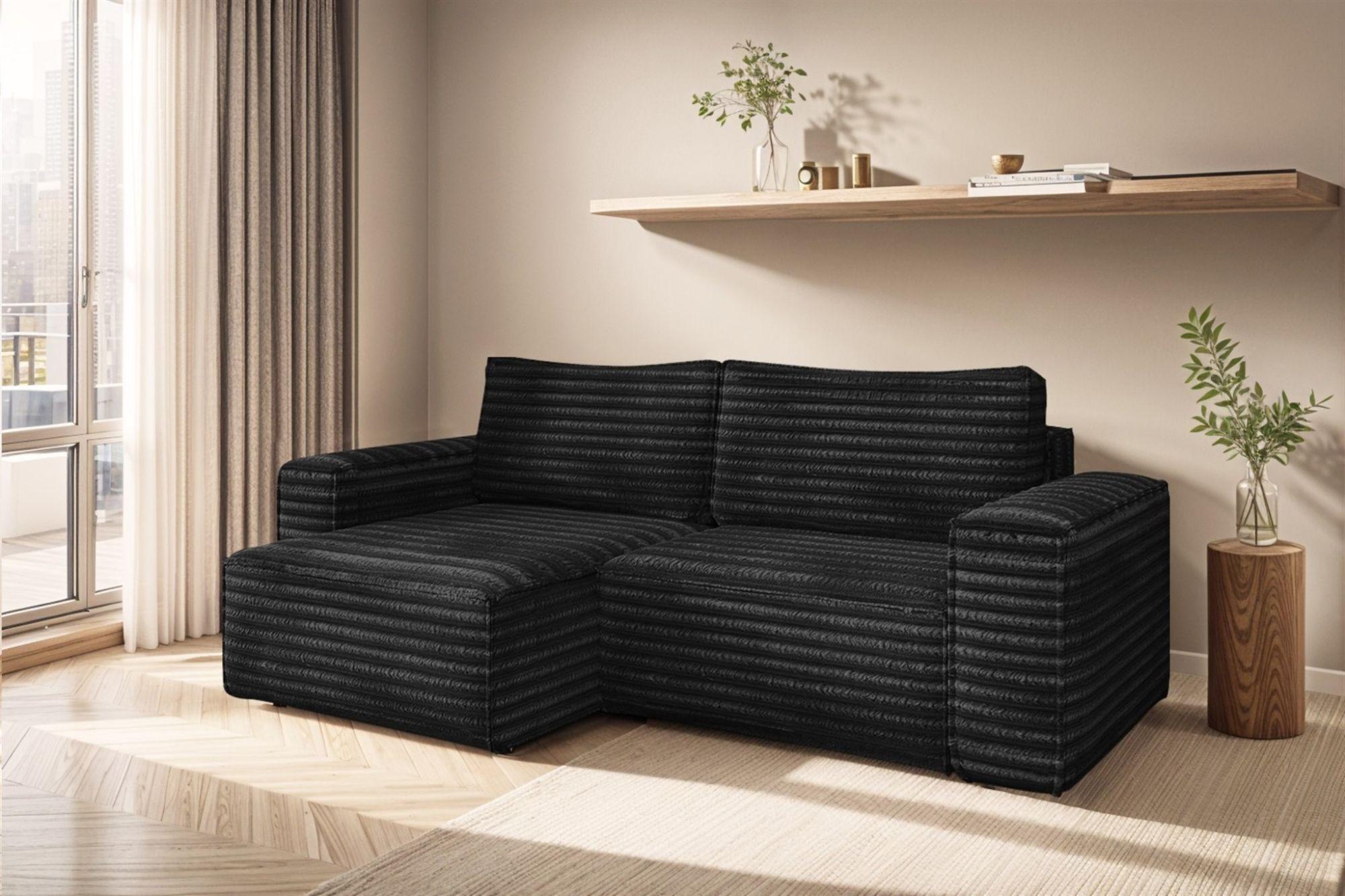 ECKSOFA Schlafsofa Madlen Textil Fun Möbel Möbel > Sofas & Couches > Wohnlandschaften > Ecksofas Schwarz