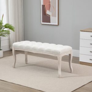 POLSTERBANK Sitzbank Truhenbank Schuhbank Vintage Gummiholz Leinen Beige Kunststoff HOMCOM Möbel > Sessel > Hocker Beige