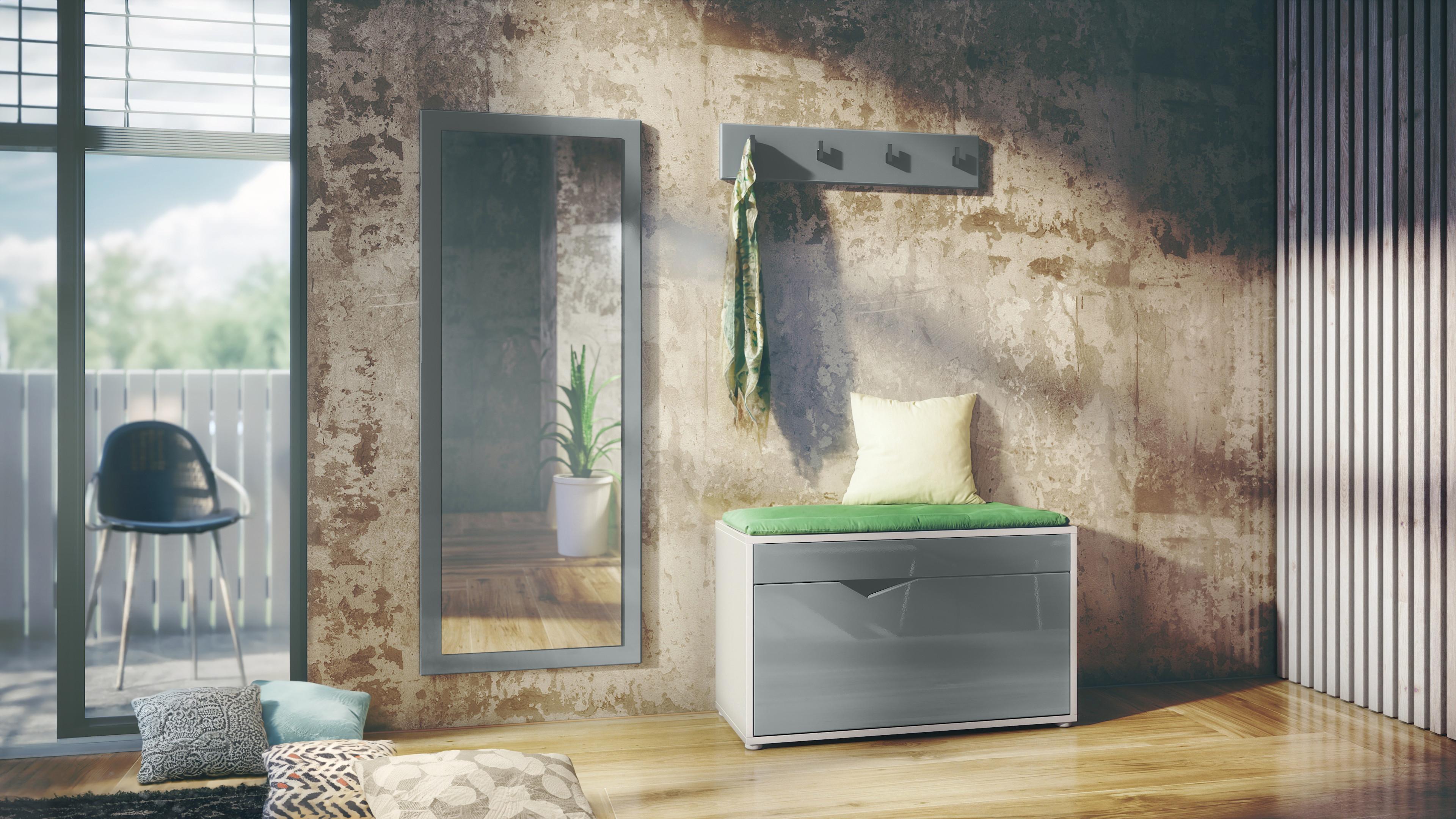 wohnli-moebel-suche-800000787039-1 GARDEROBE Hanko Grau Hochglanz Holzwerkstoff Vladon Garderoben Grau