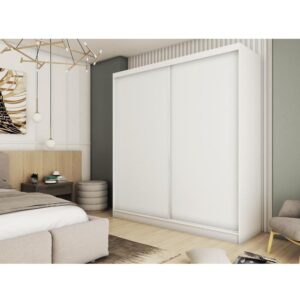 wohnli-moebel-suche-800000787362-1 SCHWEBETÜRENSCHRANK Mario 200/216/61 weiß Holzwerkstoff Beautysofa Möbel > Schränke > Kleiderschränke > Schwebetürenschränke Weiß