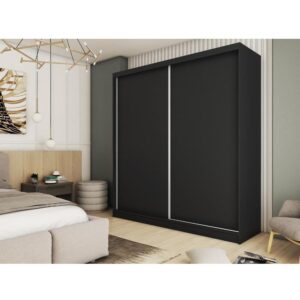 wohnli-moebel-suche-800000787373-1 SCHWEBETÜRENSCHRANK Mario 200/216/61 schwarz Holzwerkstoff Beautysofa Möbel > Schränke > Kleiderschränke > Schwebetürenschränke Schwarz