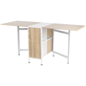 wohnli-moebel-suche-800000790054-1 KLAPPTISCH Esstisch Beistelltisch Eiche Metallrahmen Küche Wohnzimmer Natur+Weiß Kunststoff HOMCOM Möbel > Tische > Esstische Braun