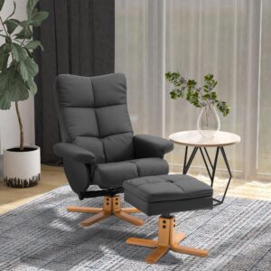 wohnli-moebel-suche-800000791033-1 RELAXSESSEL mit Hocker Fernsehsessel 360° drehbar Liegefunktion Holz Schwarz Kunststoff HOMCOM Möbel > Sessel > Relaxsessel Schwarz