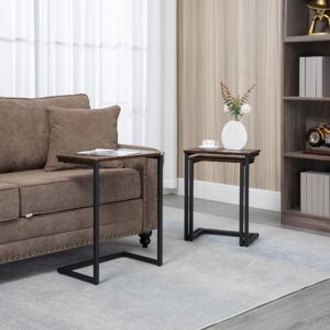 wohnli-moebel-suche-800000791034-1 BEISTELLTISCH-SET Spanplatte Stahl Braun Kunststoff HOMCOM Möbel > Tische > Beistelltische Braun