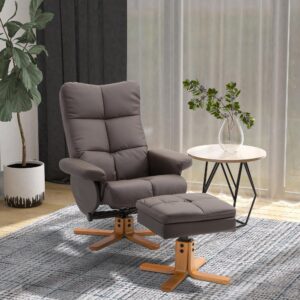 wohnli-moebel-suche-800000794513-1 RELAXSESSEL mit Hocker Fernsehsessel 360° drehbar Liegefunktion Holz Braun Kunststoff HOMCOM Möbel > Sessel > Relaxsessel Braun