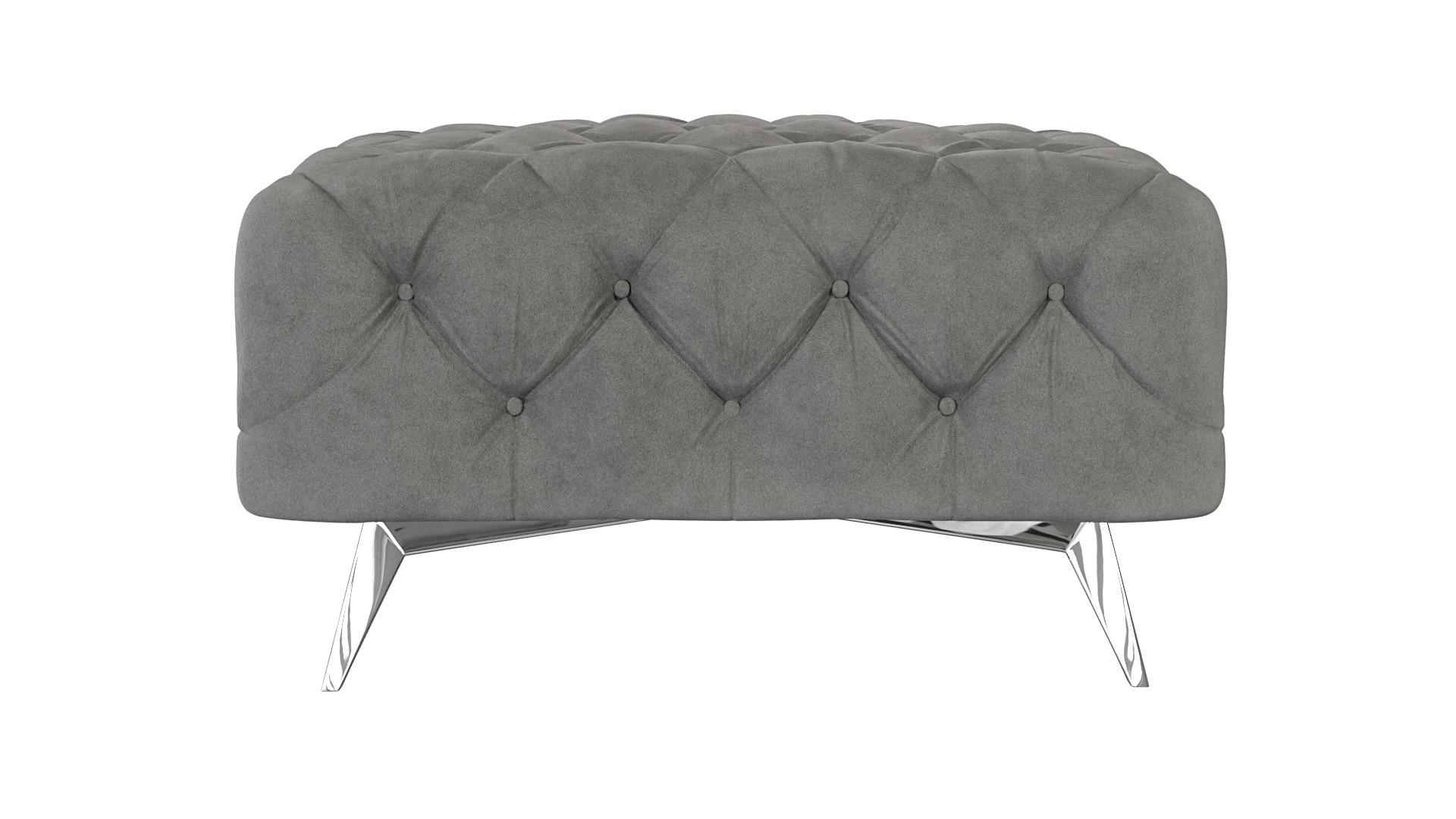 HOCKER Chesterfield Laura Grau Samt Textil S-Style Möbel Möbel > Sessel > Hocker Grau