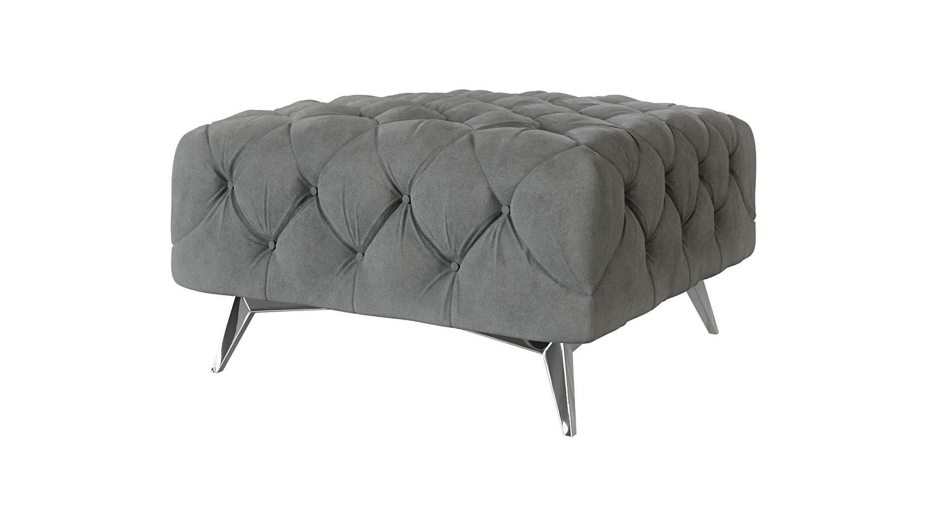 Wohnli Möbelsuche - HOCKER Chesterfield Laura Grau Samt