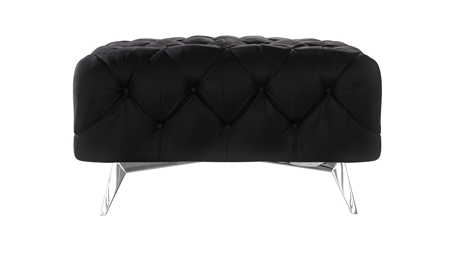 HOCKER Chesterfield Laura Schwarz Samt Textil S-Style Möbel Möbel > Sessel > Hocker Schwarz