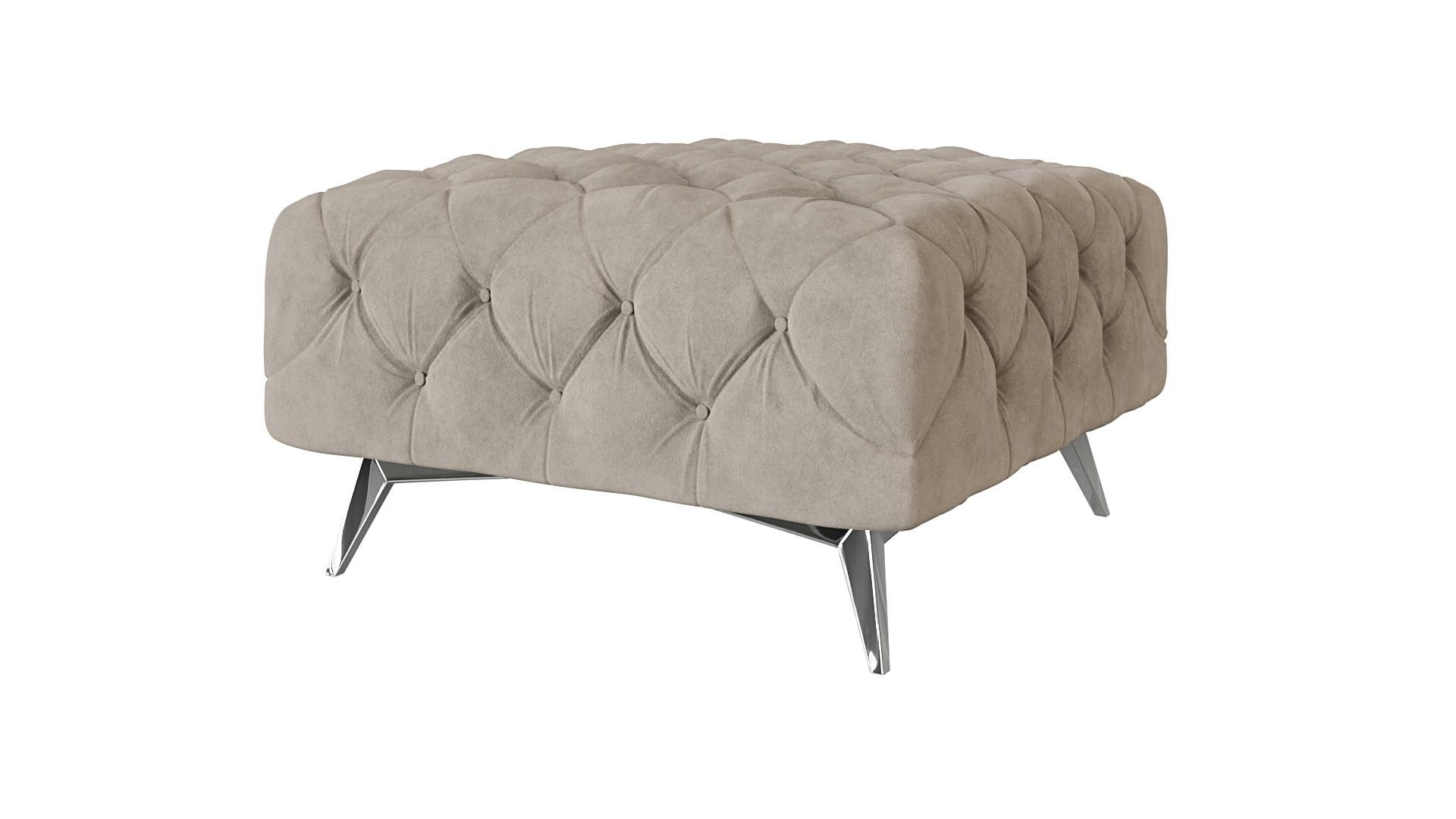Wohnli Möbelsuche - HOCKER Chesterfield Laura Dunkle Creme Samt