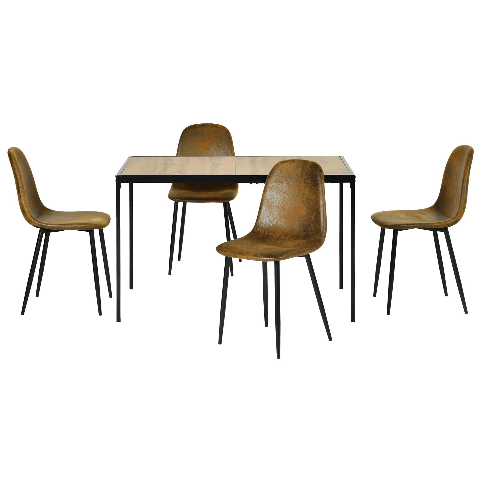 wohnli-moebel-suche-800000797231 Wohnli Möbelsuche - ESSZIMMER SET – 1 Tisch + 4 Stühle – Holzoptik & Wildleder