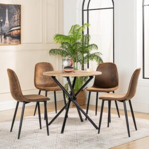 wohnli-moebel-suche-800000797236-1 ESSZIMMER SET – 1 Tisch + 2 Stühle – Holzoptik & Wildleder Holzwerkstoff, Metall Urban Meuble Möbel > Bänke > Eckbänke Braun