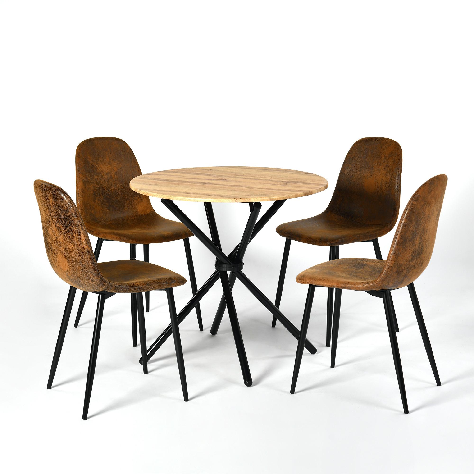 wohnli-moebel-suche-800000797236 Wohnli Möbelsuche - ESSZIMMER SET – 1 Tisch + 2 Stühle – Holzoptik & Wildleder