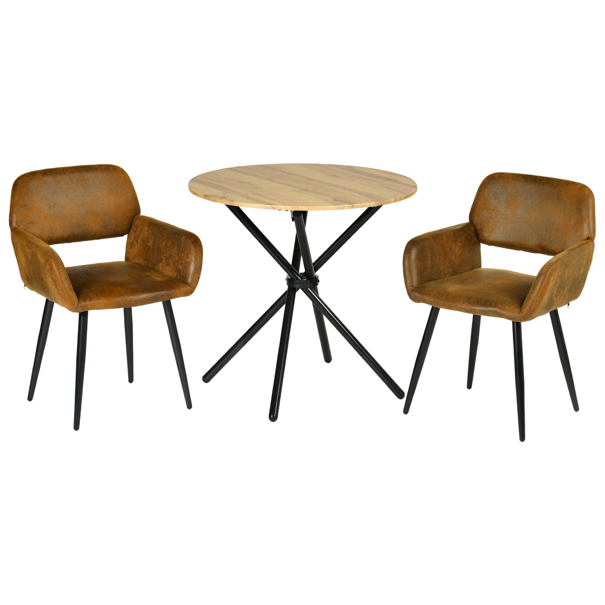 wohnli-moebel-suche-800000797237 Wohnli Möbelsuche - ESSZIMMER SET – 1 Tisch + 2 Stühle – Holzoptik & Wildleder