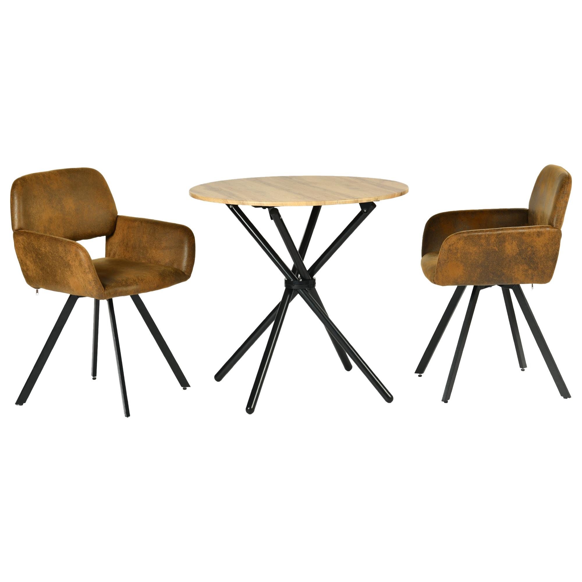 wohnli-moebel-suche-800000797238 Wohnli Möbelsuche - ESSZIMMER SET – 1 Tisch + 2 Stühle – Holzoptik & Wildleder
