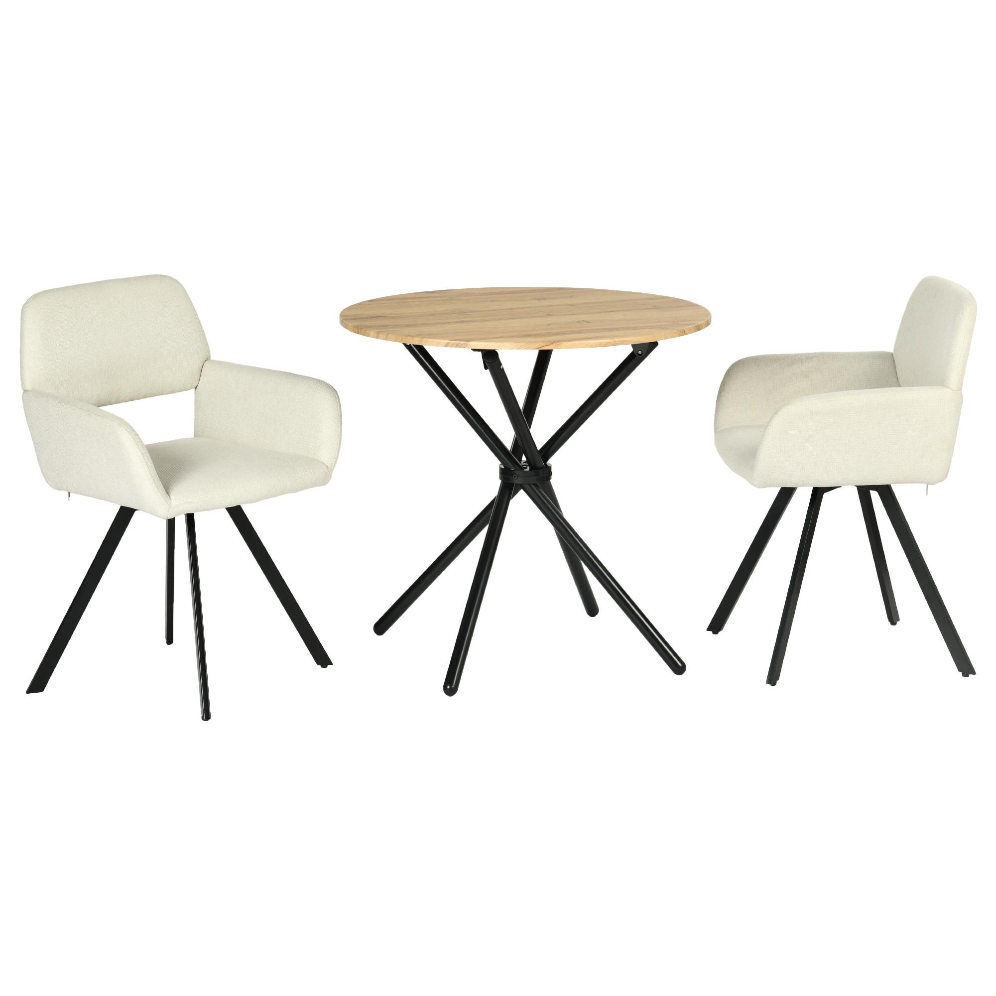 wohnli-moebel-suche-800000797247 Wohnli Möbelsuche - ESSZIMMER SET – 1 Tisch + 2 Stühle – Holzoptik & Beige Stoff