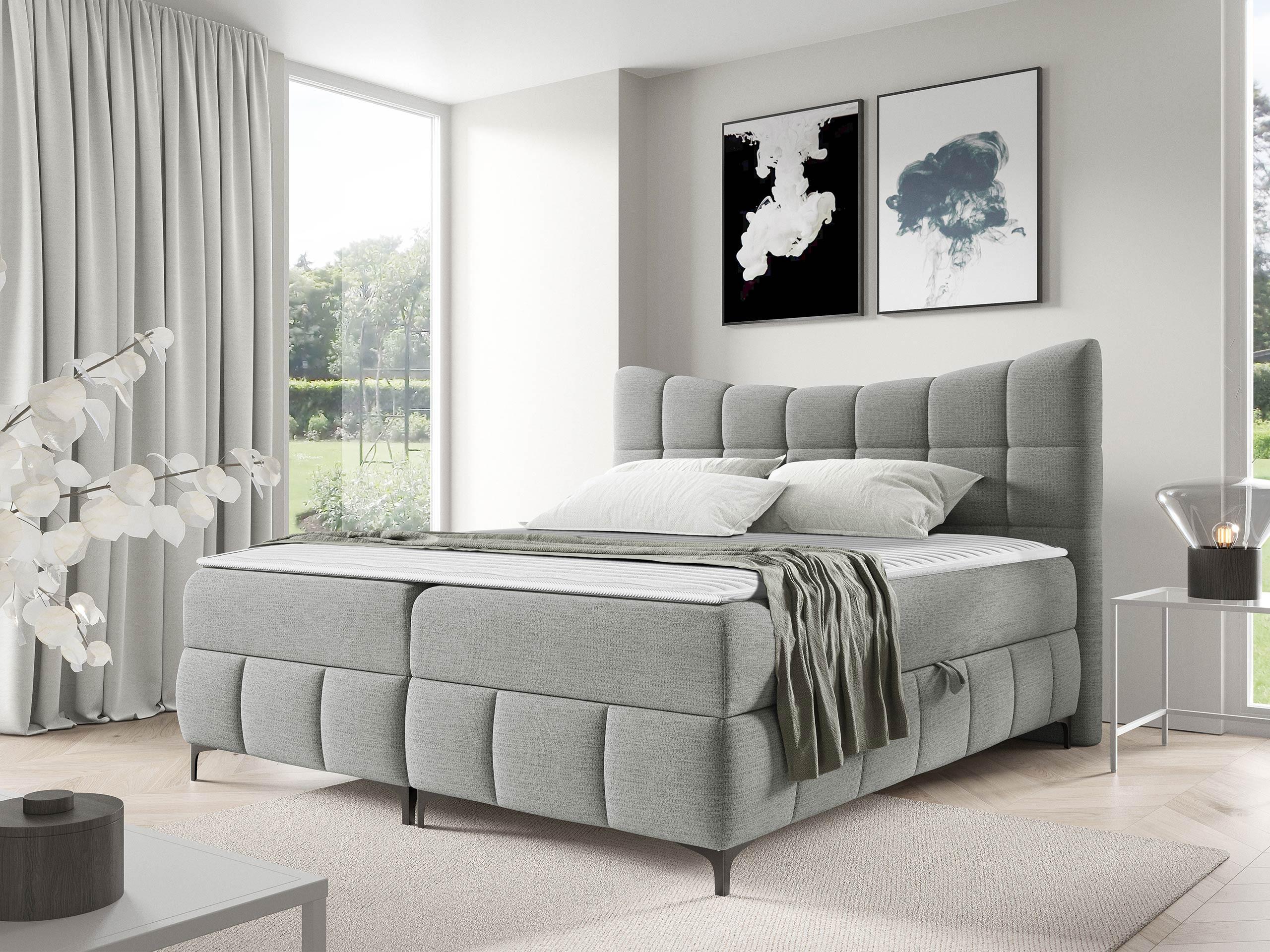 BOXBETT Nova - H3 Textil MIRJAN24 Möbel > Betten > Boxspringbetten Grau
