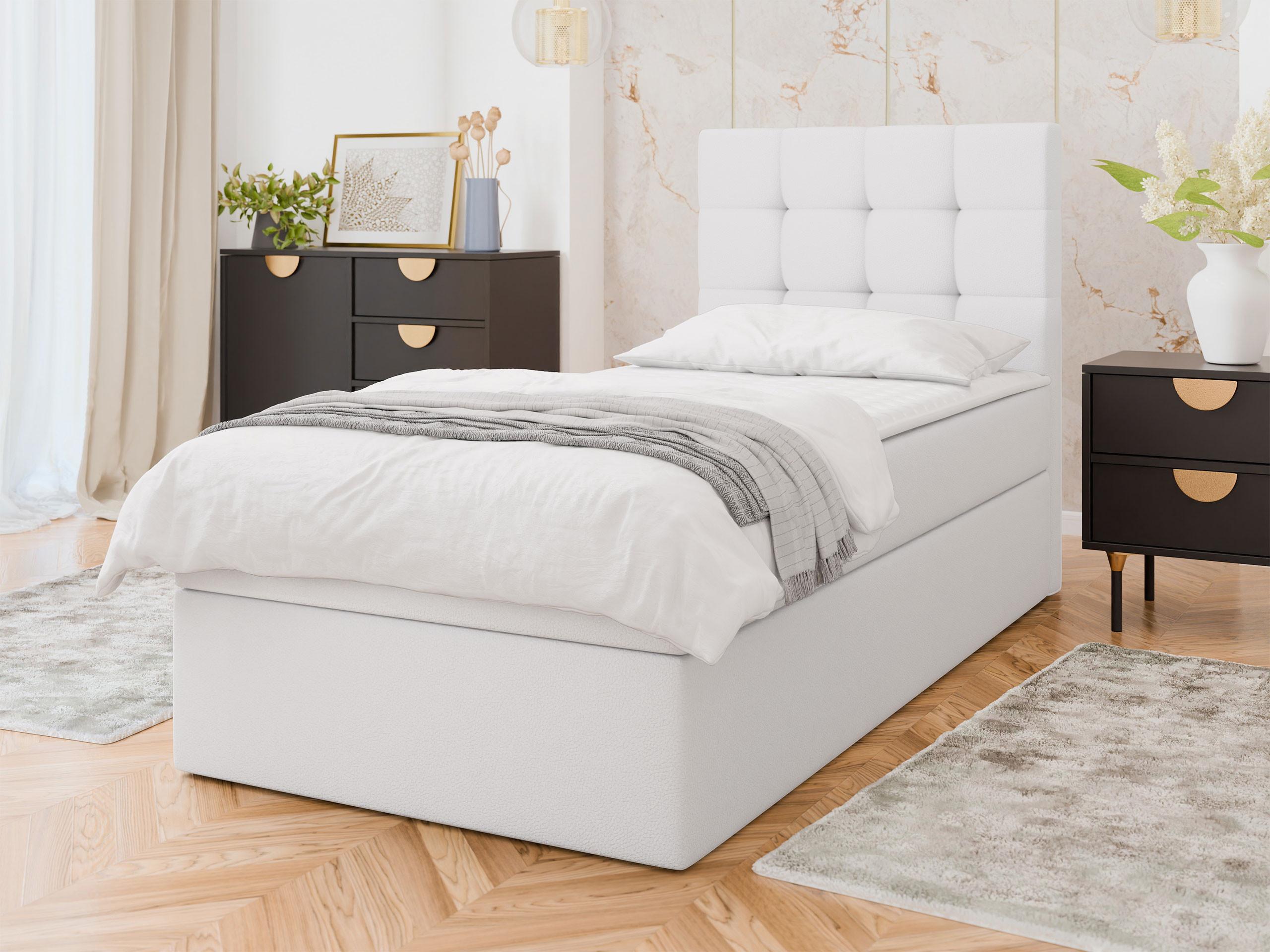 BOXBETT Luanda Single - H3 Textil MIRJAN24 Möbel > Betten > Boxspringbetten Weiß