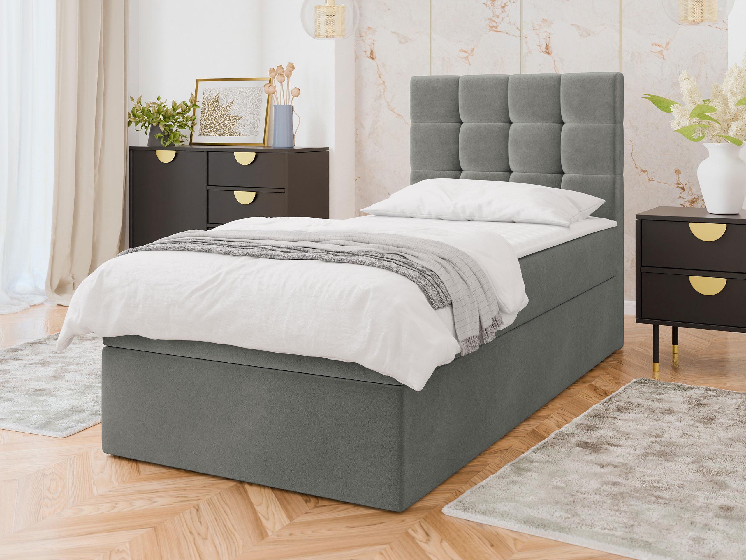 BOXBETT Luanda Single - H3 Textil MIRJAN24 Möbel > Betten > Boxspringbetten Grau