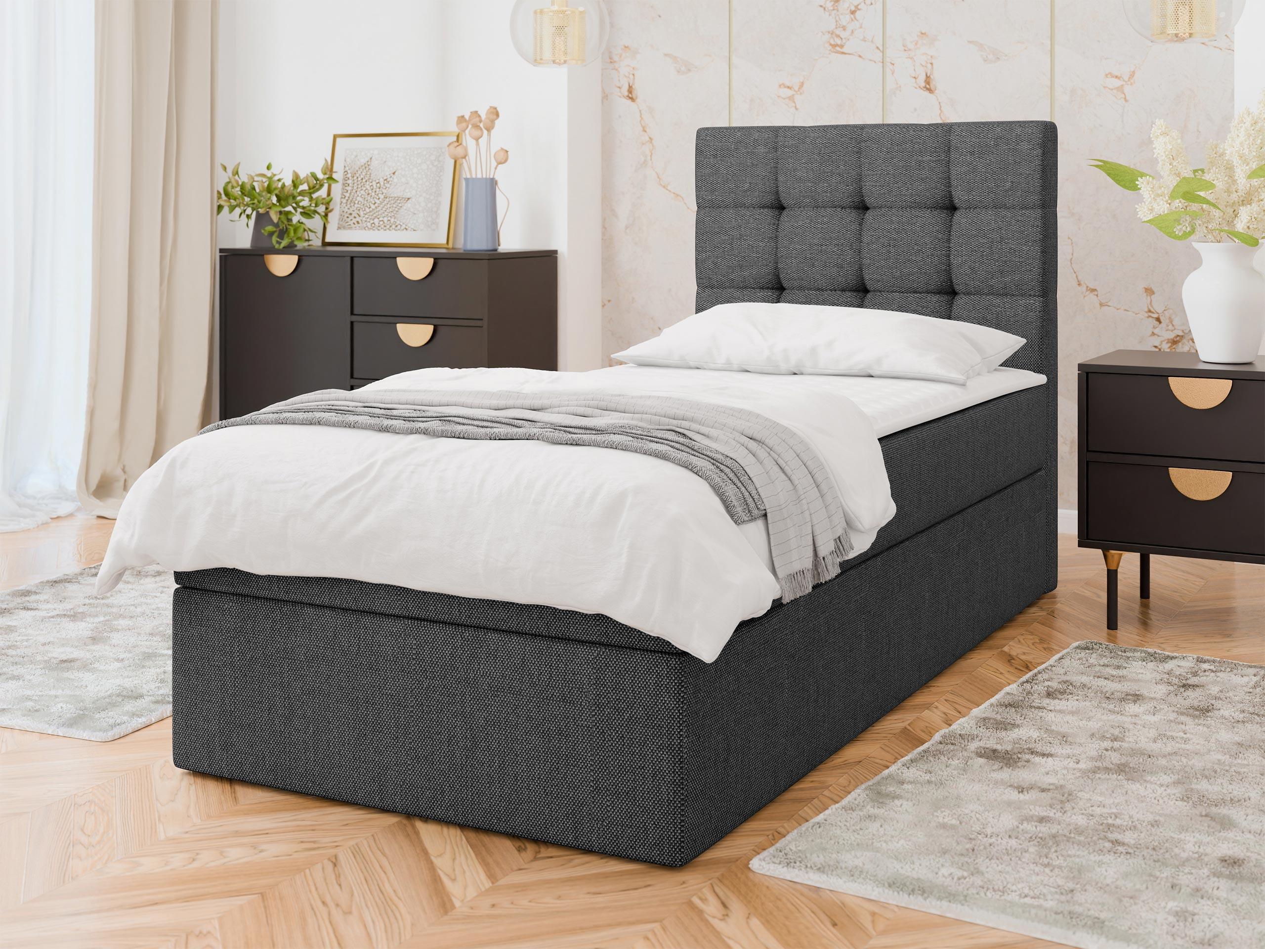 BOXBETT Luanda Single - H3 Textil MIRJAN24 Möbel > Betten > Boxspringbetten Grau