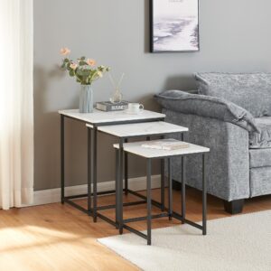 BEISTELLTISCH-SET 3 TLG. Trollhättan Metall, Holzwerkstoff [en.casa] Möbel > Tische > Beistelltische Weiß