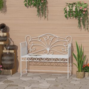 wohnli-moebel-suche-800000806747-1 GARTENBANK Sitzbank Blumenbank Parkbank Gartenmöbel 2-Sitzer Metall Weiß Metall Outsunny Garten & Outdoor > Gartenmöbel > Gartenbänke Weiß