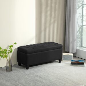 wohnli-moebel-suche-800000807650-1 TRUHENBANK Polyester Holz Schwarz Kunststoff HOMCOM Möbel > Bänke > Sitzbänke Schwarz