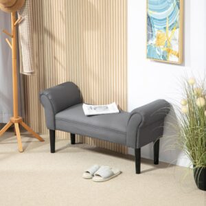 wohnli-moebel-suche-800000807661-1 SITZBANK für Schlafzimmer Flurbank Polsterbank MDF Schaumstoff Grauweiß Kunststoff HOMCOM Möbel > Sessel > Hocker Grau