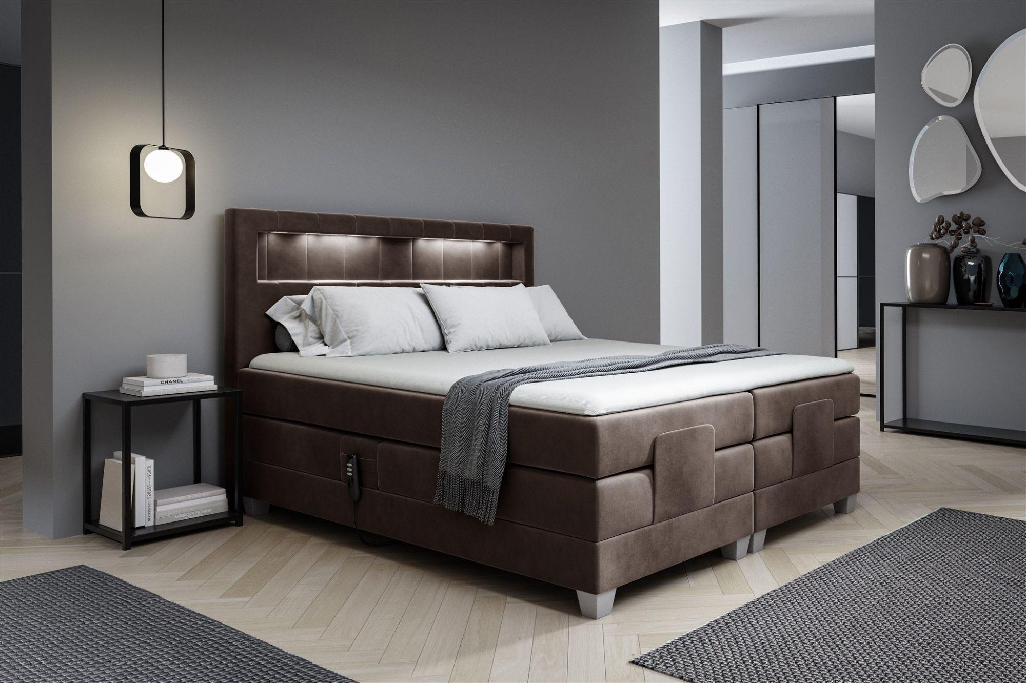wohnli-moebel-suche-800000808111-1 BOXSPRINGBETT Elektrisch Davide Textil Fun Möbel Möbel > Betten > Boxspringbetten Braun