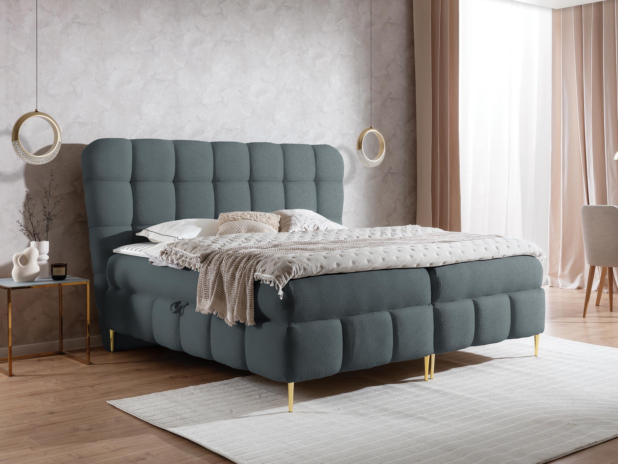 BOXBETT Lolly - H3 Textil MIRJAN24 Möbel > Betten > Boxspringbetten Grau
