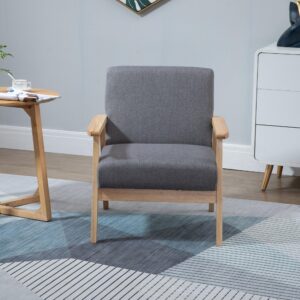 wohnli-moebel-suche-800000810902-1 SESSEL mit Armlehnen in Leinenoptik Textil HOMCOM Möbel > Sessel > Polstersessel Grau