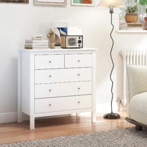 wohnli-moebel-suche-800000810905-1 KOMMODE Beistellschrank mit 5 Schubladen Sideboard mit Anti-Kipp-Schutz Weiß Metall HOMCOM Möbel > Kommoden & Schubladenschränke > Kommoden Weiß